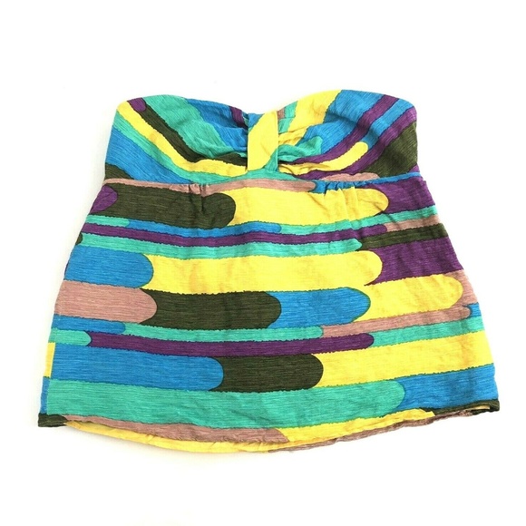 Tibi Tops - TIBI size 0 Silk Blend Geometric Tube Top Lined